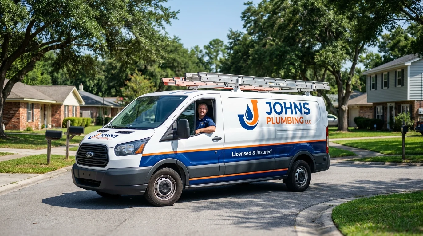 Johns Plumbing LLC service van in North Salt Lake, UT