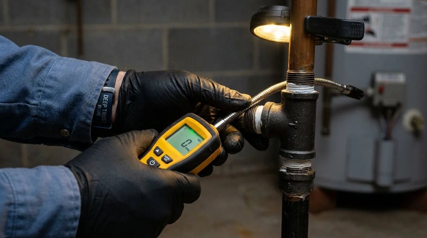 Gas leak detection with electronic sniffer by Johns Plumbing LLC in North Salt Lake