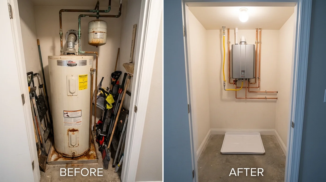 Tank water heater versus wall-mounted tankless unit comparison for North Salt Lake, UT homeowners