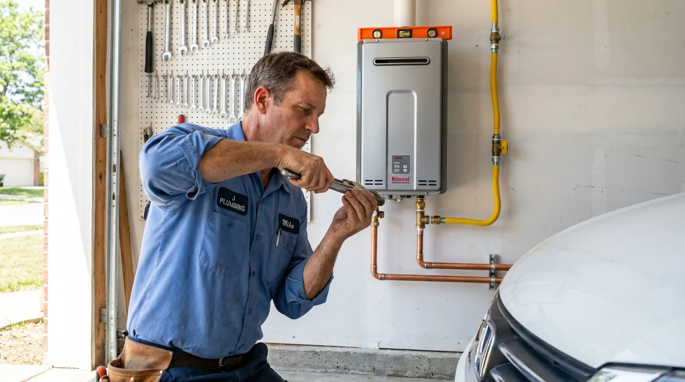 Tankless water heater installation by a Johns Plumbing LLC plumber in North Salt Lake